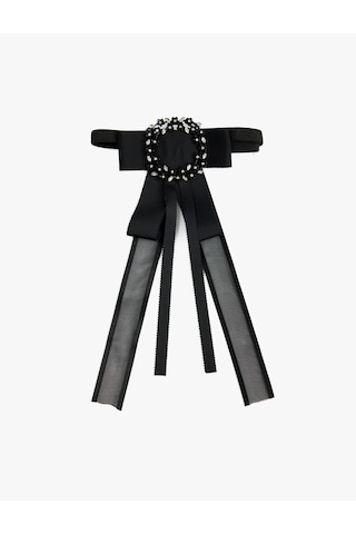 Koton Çiçekli Taş Detaylı Fiyonklu Choker Kolye Siyah 6wak70496aa Siyah