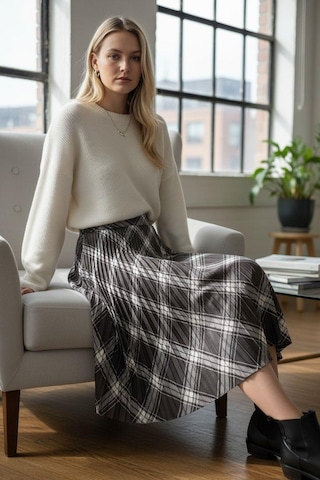 Eren Style Pileli Pamuklu Dijital Piliseli Beli Lastikli Etek 95 Cm - 38-46 Siyah