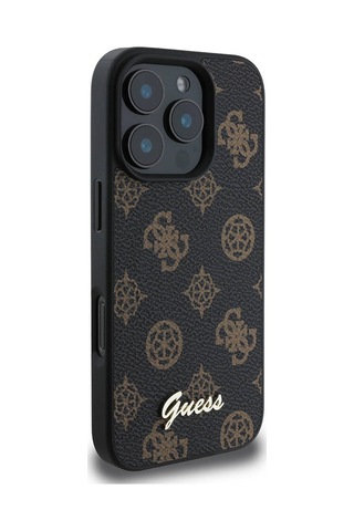Apple Uyumlu iPhone 16 Pro Max Kılıf Guess Lisanslı Magsafe Şarj Özellikli Yazı Logolu Peony Siyah