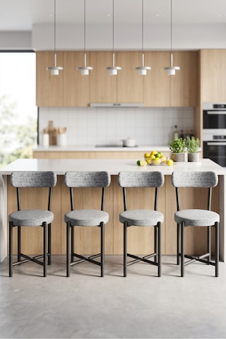 Sandalye 4 Adet Keten Kumaş Metal Ayak Modern Mutfak Sandalyesi Cafe Balkon Ofis Teddy Gri