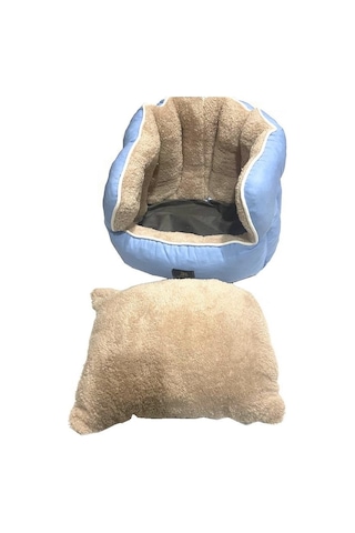 Süslüpati Kullanışlı Yıkanabilir Kumaş Silikon Elyaf Dolgulu Kedi Köpek Yatağı 45cm