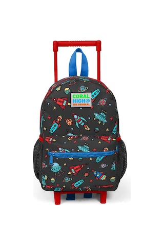 Coral High Kıds Gri Uzay Desenli Çekcek Anaokul Çantası 24010
