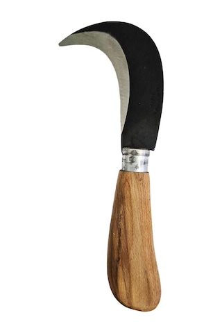 Kazım Güven Bursa Dövme Çelik Eğri Aşı Bıçağı Çakısı 26 Cm