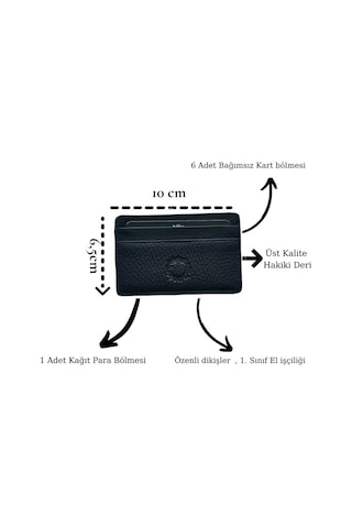 Unisex Mat Black Mini Design Hakiki Deri Kartlık Cüzdan Erkek - Kadın Siyah