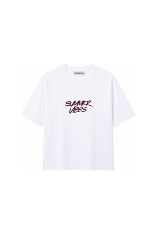 Me Selection Summer Vibes Tasarım %100 Pamuk Unisex Basic Tişört Beyaz