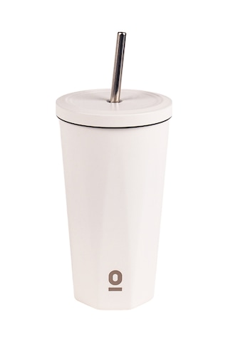 Paslanmaz Çelik Beyaz Pipetli Mug Termos 500 ML No:81