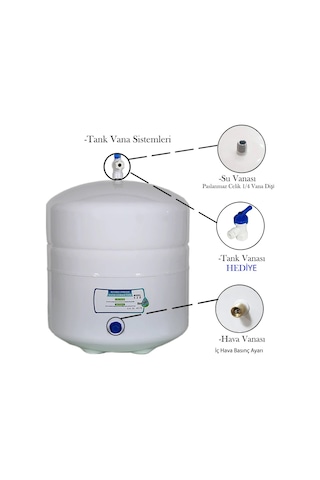 Reverse Osmosis Tezgahaltı Su Arıtma Cihazı Çelik 3.2 Tank - Vana