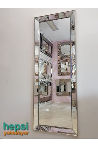 Ayna Çerçeveli Model Eskitme Gümüş Renk Boy Aynası Gümüş