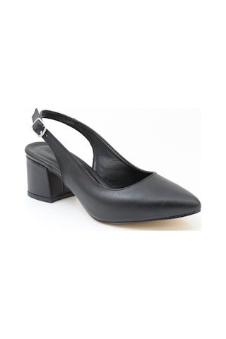 Nesilshoes Nesil Shoes Tam 725 Siyah Kalın Topuklu Kadın Sandalet