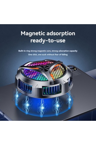 Tenfowee X42 Manyetik Soğutucu - Geniş Alanlı Hızlı Soğutma, Led Sıcaklık Göstergeli Tablet Soğutma Sistemi Siyah