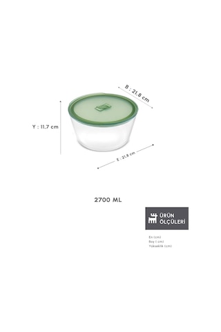 Karaca Green Yuvarlak Cam Saklama Kabı 2700 Ml Yeşil