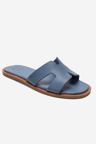 Luvishoes Bıora Mavi Hakiki Deri Kadın Terlik