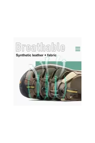 Humtto 710445a Burnu Kapalı İthal Trekking Erkek Sandalet Haki