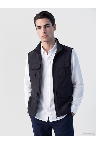 Lcwaıkıkı Classic Lacivert Regular Fit Dik Yaka Erkek Avcı Yeleği