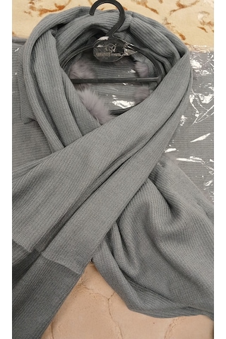 Angora Ponponlu Şal 60x180 - Gri Gri