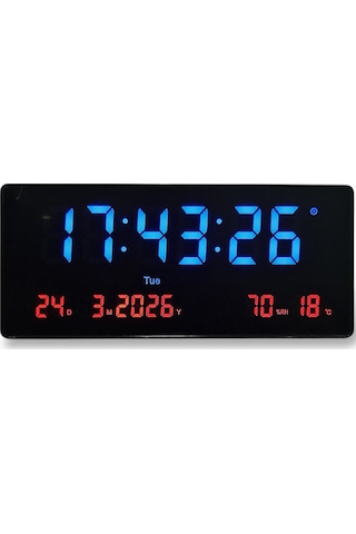 Upway 15 36 Cm Büyük Hd Led Dijital Duvar Saati Alarm Tarih Sıcaklık Nem Siyah