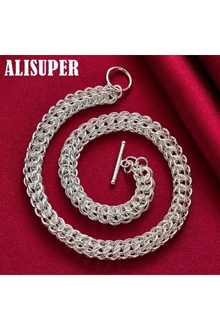 925 Ayar Gümüş Birçok Daire Zincir Kolye Takı