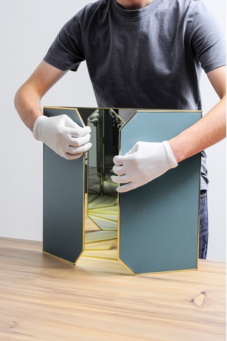 Makyaj Aynası Masaüstü Büyük Pirinç Gold 100x45cm Gold