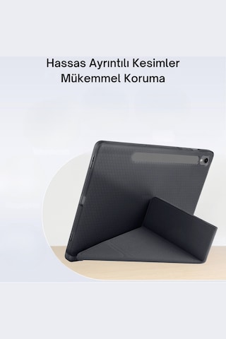 Galaxy Tab S10 Fe Plus Uyumlu 13.1 İnç Kalem Bölmeli Standlı Tri Folding Tablet Kılıfı Kapaklı Kılıf Lila
