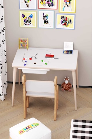 Miracle 3d Çocuk Oyun Etkinlik Çalışma Masası Ve Sandalye - Aktivite Masası 1667553238 Beyaz