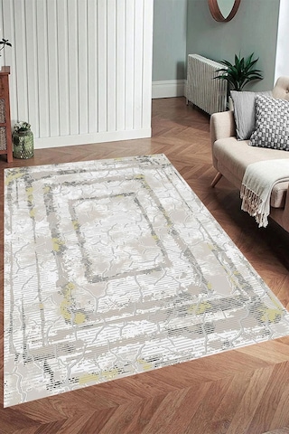 Eliana Home Dijital Baskı Yıkanabilir Kaymaz Taban Salon Halısı Ve Yolluk Rvg0966-fnl215 Bej