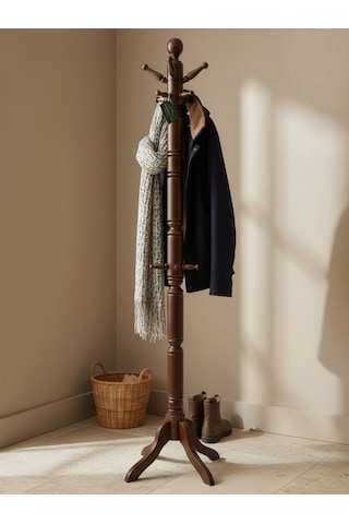 Ahşap Askılık, Elbise, Ceket Ve Mont Askılığı, Modern Askılık, Ayaklı Askılık Kahverengi