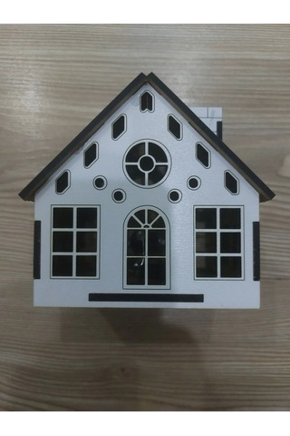 Lavanta Tasarım Işıklı Büyük Dekoratif Ev 5 Beyaz