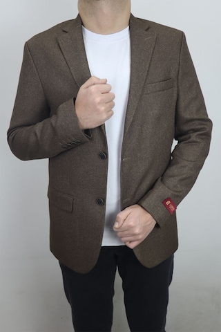 Moda Dmctekstil Erkek Düz Spor Kesim Normal Kalıp Çift Düğme Çift Yırtmaçlı Blazer Ceket Kahverengi