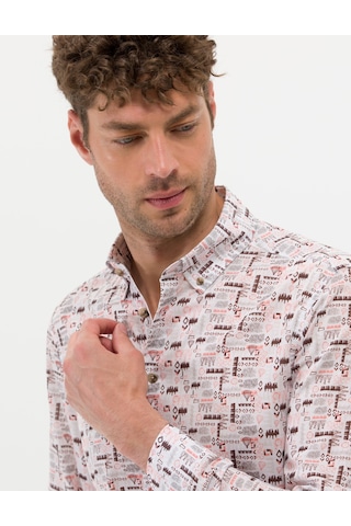 Pierre Cardin Erkek Bej Desenli Gömlek 50269435-vr011 Bej