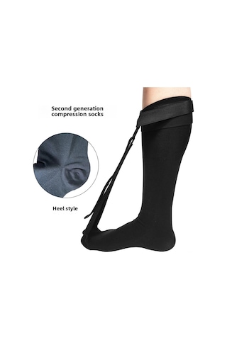 Qingmipy Pediatrik Ayak Desteği Sistemi: Kompresyonlu Ortopedik Plantar Fasya Stretç Çorabı 2. Nesil Siyah, S/m - Aktivite Yorgunluğunu Azaltır, Kan Dolaşımını Artırır