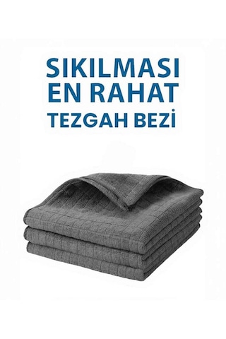 3 Lü Mikrofiber Temizlik Bezi Çok Amaçlı, Yüksek Emicilik, Iz Bırakmaz Gri