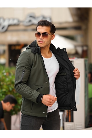 Mero Life Haki Su Ve Rüzgar Geçirmez Içi Kürklü Softshell Mont Haki