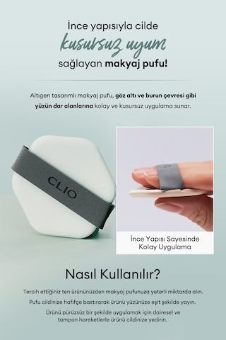 Altıgen Şekliyle Kolay Uygulama Sağlayan Makyaj Pufu Clıo Kill Cover Skin Fixer Cushion Puff