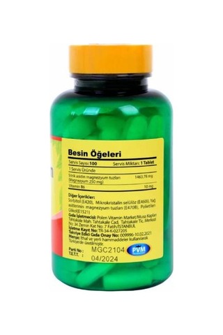Vitapol Magnezyum Sitrat B6 2X100 Tablet