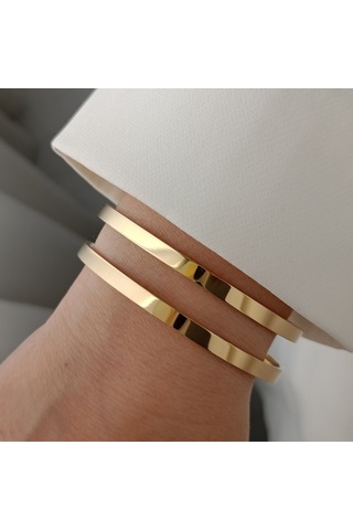 Lente Aksesuar Çelik Gold 2'li Set Ajda Bilezik 4mm Altın - Çelik
