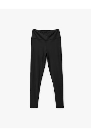 Koton Asimetrik Yüksek Bel Dikiş Detaylı Slim Fit Siyah Kadın Tayt 6wak40305nk Siyah