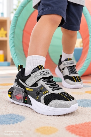 Muggo Drift Garaj Tabanlı Çift Metal Arabalı Cırtlı Ve Bağcıklı Günlük Erkek Çocuk Sneaker Spor Ayakkabı Gri