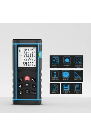 40 Metre Hassas Lazermetre Ölçer Lcd Dijital Ekran Su Terazili Lazerli Mesafe Ölçüm Cihazı