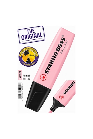 Pastel Pembe Fosforlu Kalem 1 Adet Orjinal Stabilo Boss 70/129 İşaretleme Kalemi Canlı Renk Pürüzsüz Yazım Solmaz Mürek