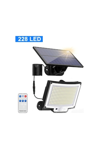 Etashop 228 Led Güneş Enerjili Sensörlü Dış Mekan Lamba Uzaktan Kumandalı Ip65 Projektör Bahçem Gara Çok Renkli
