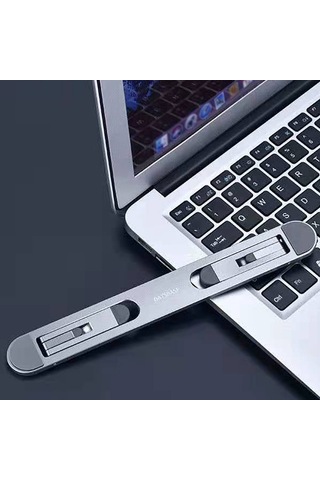 Skycity Alüminyum Notebook Standı: Soğutma Fonksiyonlu, Çevrilebilir, Yükseklik Artırıcı Masaüstü Tutucu Gri