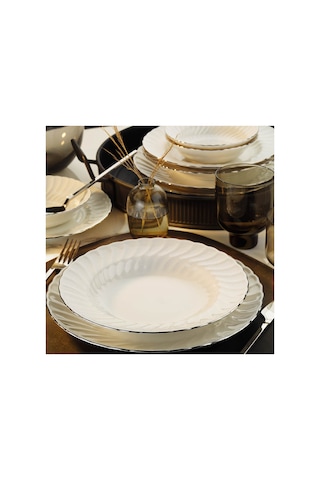 Bone Lılyum 6 Parça 21cm Pasta Tabak Platın Fılelı Beyaz-platin