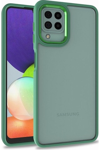 Samsung Uyumlu Galaxy M22 Kılıf Zore Flora Kapak Yeşil
