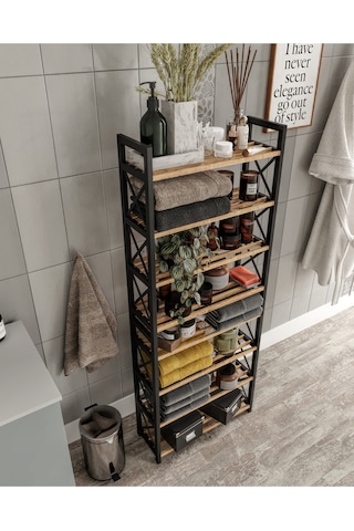 Ravilo Çok Amaçlı Dekoratif Banyo Rafı 8 Katlı Meşe Meşe