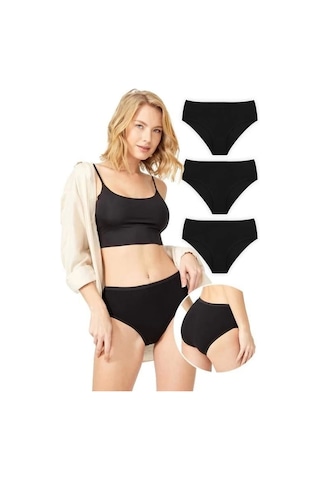 Cottonhill Basic Siyah Renk %95 Pamuklu Geniş Kenarlı Külot Siyah