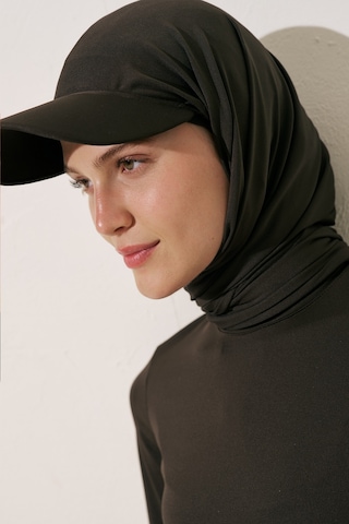 Manuka Cap Şapkalı Mayo Şal Kahverengi Kahverengi