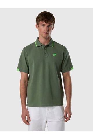 North Sails Kontrast Şertili Kısa Kollu Erkek Polo Yaka T-shirt-33501 Yeşil