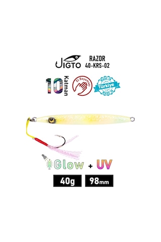 Jig, Zoka, Suni Yem, Glow Uv Metal Jig, 40gr 10cm Razor 40