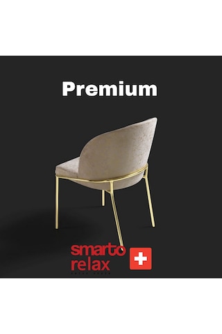 Smarto Relax Premium 2'li Yemek Masası Sandalye Seti - Metal Ayaklı, Krem Kumaş Bej