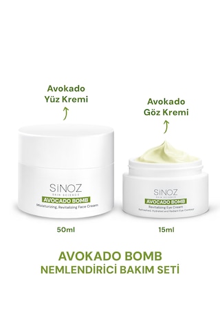 Sinoz Avokado Bomb Yoğun Nemlendirici Yüz Kremi & Göz Kremi 2'li Bakım Seti